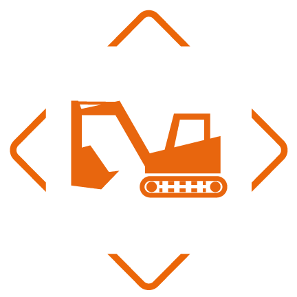 icon 01 excavator orange square - Services d'excavation complets